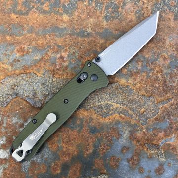 Benchmade Bailout AXIS Lock Green Aluminum Scales 3.38" Gray CPM M4 Blade Deep Carry Titanium Clip